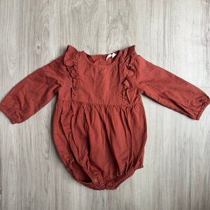 Beet World Ruffle Bubble Romper Clay